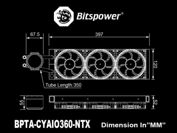 Bitspower Cyclops 360 All-In-One Liquid CPU Cooler with Notos Xtal Fans
Compatible with Intel 12th CPU, LGA1700, AMD AM4,