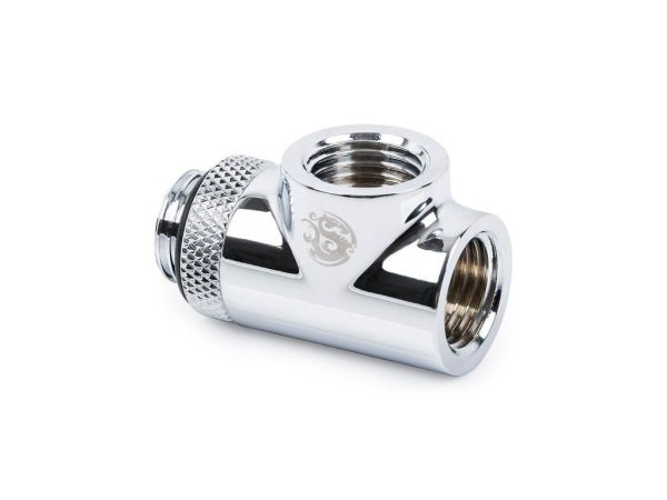 Bitspower T-Block Rotary Fitting, Silver Shining