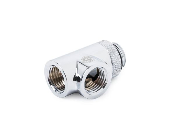 Bitspower T-Block Rotary Fitting, Silver Shining