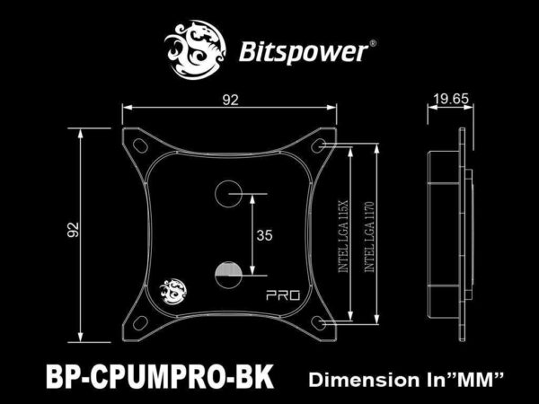 Bitspower CPU Block Summit M Pro - Black (12th/13th/14th Gen Intel CPU,LGA1700)