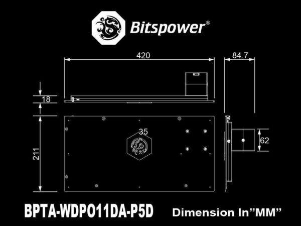 Bitspower Sedna O11D for LIAN LI O11 DYNAMIC (front)-P5D