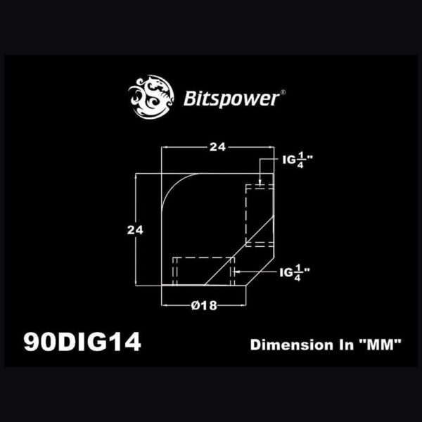 Bitspower True Brass 90-Degree With Dual Inner G1/4" Extender(2PCS)