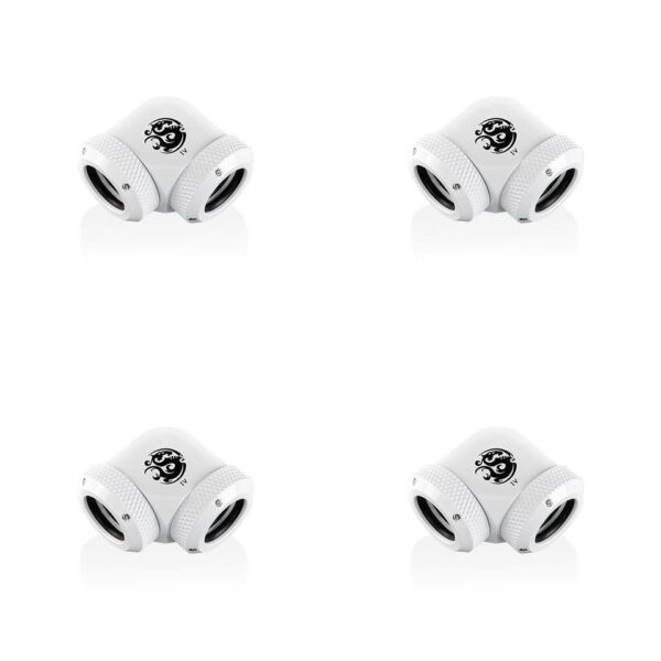 Bitspower Deluxe White Enhance 90-Degree Dual Multi-Link Adapter For OD 12MM (4PCS)