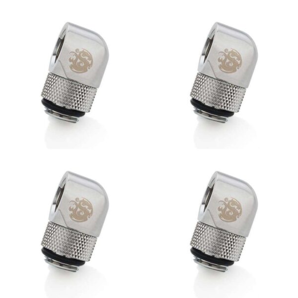 Bitspower G1/4" Silver Shining Rotary 90-Degree IG1/4" Extender (4PCS)