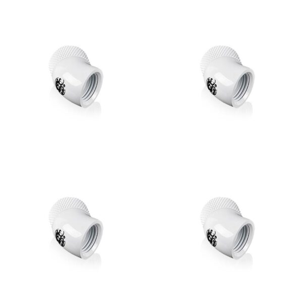 Bitspower G1/4" Deluxe White Rotary 45-Degree IG1/4" Extender (4PCS)