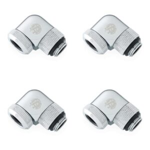 Bitspower Silver Shining Enhance Rotary G1/4" 90-Degree Multi-Link Adapter For OD 12MM (4PCS)
