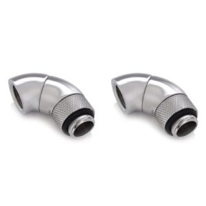 Bitspower G1/4" Silver Shining Dual Rotary 90-Degree IG1/4" Extender (2PCS)