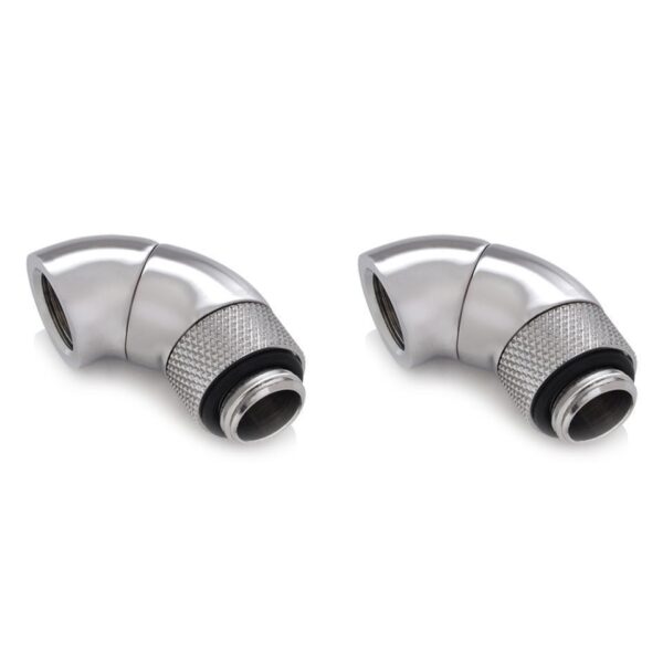 Bitspower G1/4" Silver Shining Dual Rotary 90-Degree IG1/4" Extender (2PCS)