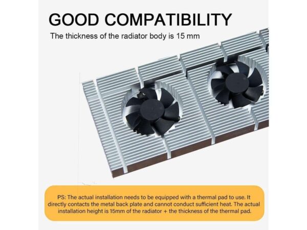 Amify GPU Backplate Radiator Memory Cooler Aluminum Panel + Dual PWM Fan VRAM Heatsink Graphics Card Backplane For RTX 3090 3080 3070 Radiator With 1mm Thermal Pad 500