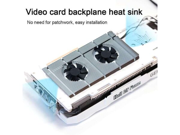 Amify GPU Backplate Radiator Memory Cooler Aluminum Panel + Dual PWM Fan VRAM Heatsink Graphics Card Backplane For RTX 3090 3080 3070 Radiator With 1mm Thermal Pad 500