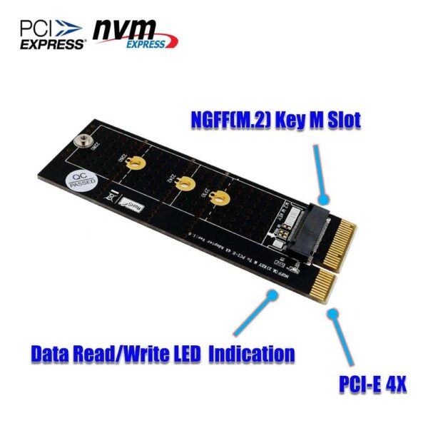 NGFF(M.2)  nvme M key SSD to PCI- E 4X Adapter with Heatsink(vertical installation)