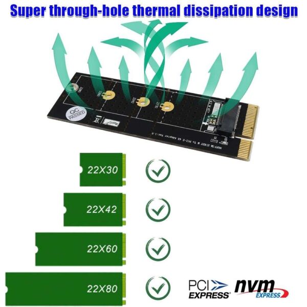 NGFF(M.2)  nvme M key SSD to PCI- E 4X Adapter with Heatsink(vertical installation)