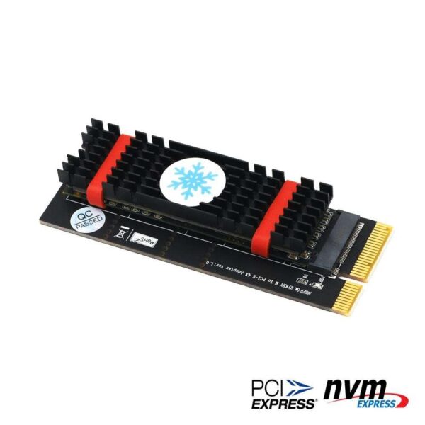 NGFF(M.2)  nvme M key SSD to PCI- E 4X Adapter with Heatsink(vertical installation)