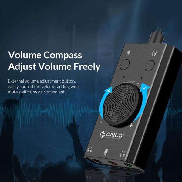 SC2 External USB Sound Card Volume Adjustable 3-Port Mic Headphone Audio Card Adapter for PC  External sound card