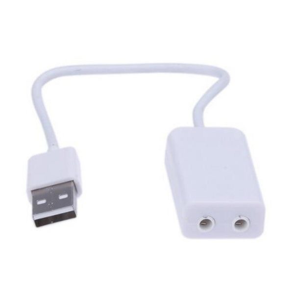 White 3D 2.0 Virtual 7.1 Channel External USB Audio Sound Card Adapter Sound Cards For Laptop PC Mac With Cable