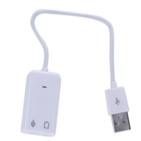 White 3D 2.0 Virtual 7.1 Channel External USB Audio Sound Card Adapter Sound Cards For Laptop PC Mac With Cable