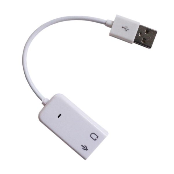 White 3D 2.0 Virtual 7.1 Channel External USB Audio Sound Card Adapter Sound Cards For Laptop PC Mac With Cable