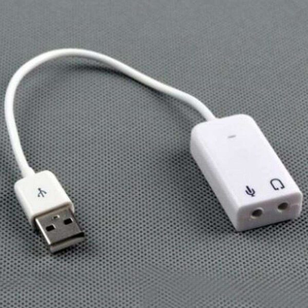 White 3D 2.0 Virtual 7.1 Channel External USB Audio Sound Card Adapter Sound Cards For Laptop PC Mac With Cable