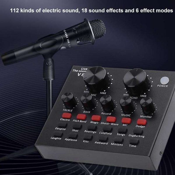 Audio USB Headset Microphone Webcast Live Sound Card for Youtuber 18 Sound Effects 6 Modes Sound Card for Phone Computer