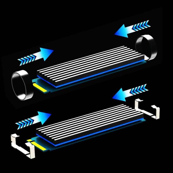 GLOTRENDS M.2 Heatsink for 2280 M.2 SSD, Fit for PC/PS5/PS5 Slim Installation, 22x70x3mm Aluminum Body, Including Thermal Pad