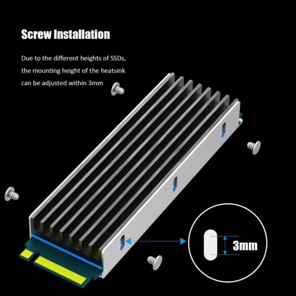 GLOTRENDS M.2 Heatsink for 2280 M.2 SSD, Fit for PC/PS5/PS5 Slim Installation, 22x70x6mm Aluminum Body, Including Thermal Pad