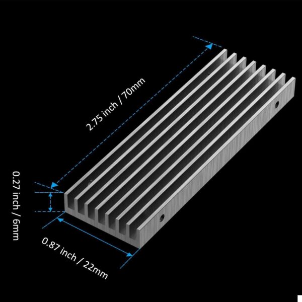 GLOTRENDS M.2 Heatsink for 2280 M.2 SSD, Fit for PC/PS5/PS5 Slim Installation, 22x70x6mm Aluminum Body, Including Thermal Pad