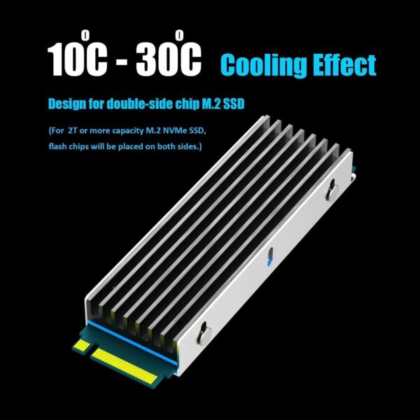 GLOTRENDS M.2 Heatsink for 2280 M.2 SSD, Fit for PC/PS5/PS5 Slim Installation, 22x70x6mm Aluminum Body, Including Thermal Pad