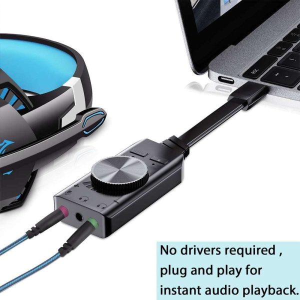 Virtual 7.1 USB Sound Card Adapter BENGOO External Audio Adapter Stereo Sound Card Converter 3.5mm AUX Microphone Jack for Gaming Headset Earphone PS4 Laptop Desktop Windows Mac OS Linux, Plug Play