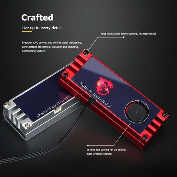 M.2 SSD Radiator with Temperature Display Aluminum Heatsink with Thermal Pad Desktop PC Thermal Gasket (Color:silver)