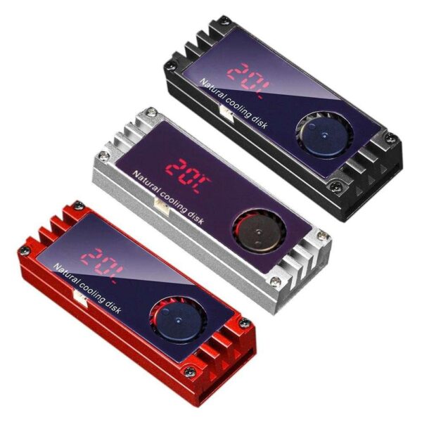 M.2 SSD Radiator with Temperature Display Aluminum Heatsink with Thermal Pad Desktop PC Thermal Gasket (Color:Red)