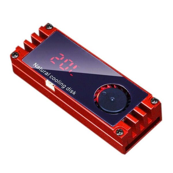 M.2 SSD Radiator with Temperature Display Aluminum Heatsink with Thermal Pad Desktop PC Thermal Gasket (Color:Red)