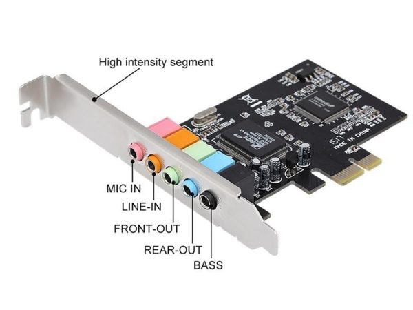 PCI-E 5.1 Channel Built-in Sound Card Desktop 3D Stereo PCIe Audio Card, CMI8738 Chip 32/64 Bit Support Windows 10/7