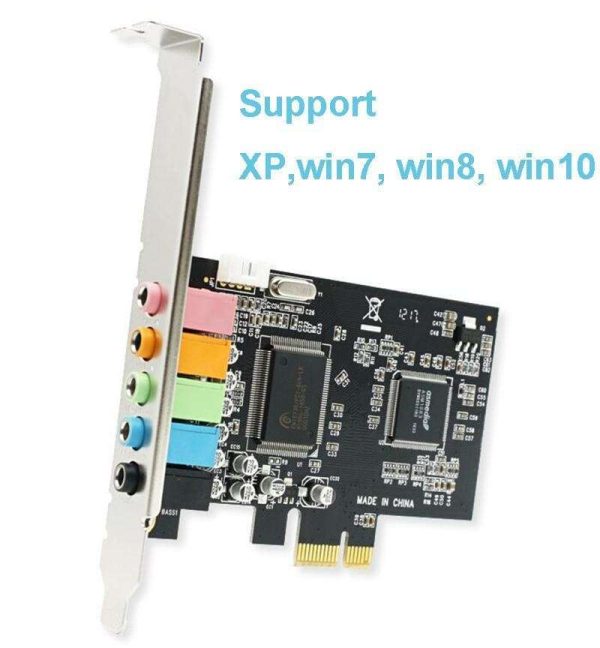 PCI-E 5.1 Channel Built-in Sound Card Desktop 3D Stereo PCIe Audio Card, CMI8738 Chip 32/64 Bit Support Windows 10/7