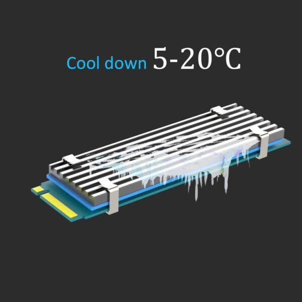 GLOTRENDS M.2 Heatsink for 2280 M.2 SSD, Fit for PC/PS5/PS5 Slim Installation, 22x70x3mm Aluminum Body, Including Thermal Pad (2 Packs)