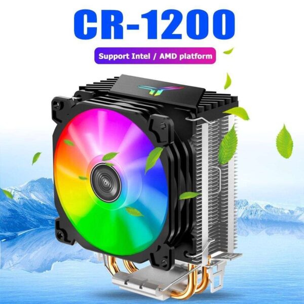 2 Heat Pipe Tower CPU Cooler RGB 3Pin Cooling Fans Heatsink for LGA 775/1150/1151/1155/1156 AM4/AM3+/AM2+/FM2+/FM1