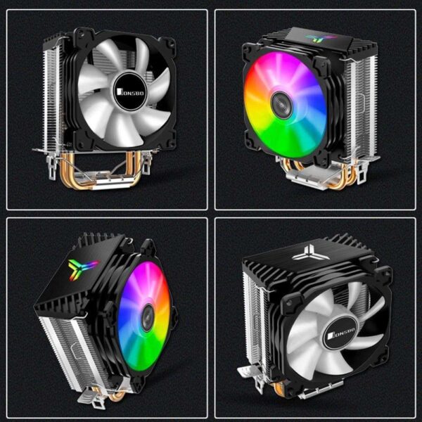 2 Heat Pipe Tower CPU Cooler RGB 3Pin Cooling Fans Heatsink for LGA 775/1150/1151/1155/1156 AM4/AM3+/AM2+/FM2+/FM1