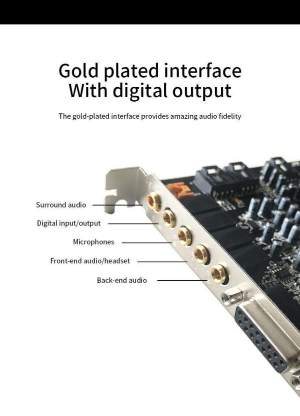 PCI  5.1K Sound Card SB0060 Gold-Plated Version Sound Card, Desktop Computer Built-in Sound Card