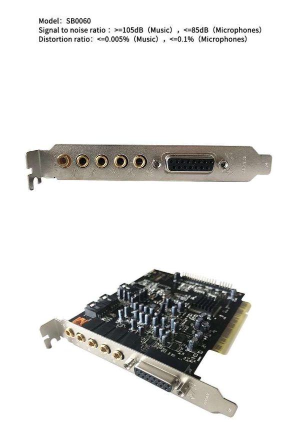 PCI  5.1K Sound Card SB0060 Gold-Plated Version Sound Card, Desktop Computer Built-in Sound Card