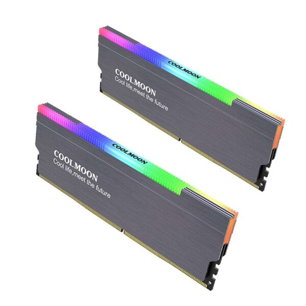 2Pcs ARGB DDR Memory RAM Cooler Armor, Memory Cooling Vest Radiator,  RGB DDR Heatsink with Controller for DIY PC Game MOD DDR3 DDR4 - Gray