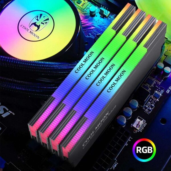 2 Pcs ARGB DDR Memory RAM Cooler Armor, Memory Cooling Vest Radiator, RGB DDR Heatsink with Controller for DIY PC Game MOD DDR3 DDR4 - 1 Red and 1 Grey