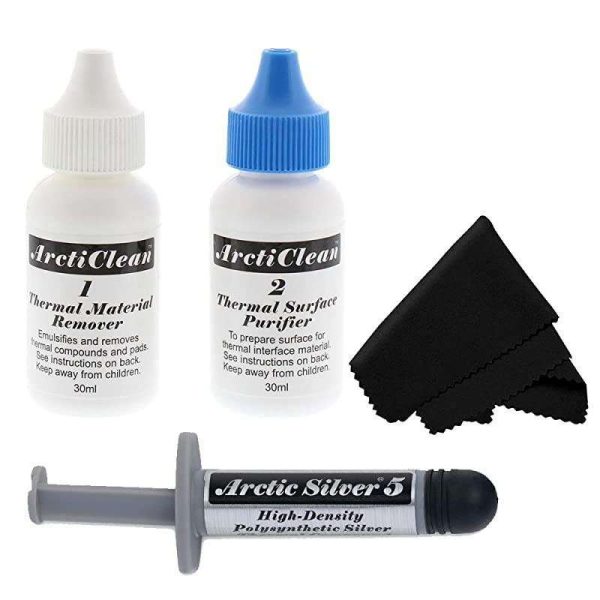 Kit 1 2 Thermal Paste Compound Remover + Arctic Silver 5 Thermal Compound Paste 35g + Microfiber Cloth Value Pack