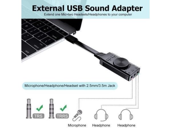 Virtual 7.1 USB Sound Card Adapter BENGOO External Audio Adapter Stereo Sound Card Converter 3.5mm AUX Microphone Jack for Gaming Headset Earphone PS4 Laptop Desktop Windows Mac OS Linux, Plug Play