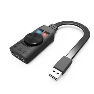 USB Sound Card Adapter, Virtual 7.1 Channel External USB Sound Card Audio Card 3.5mm USB Adapter USB to Earphone Headphone for PC Laptop Desktop Windows Mac OS Linux PS4 (Black)