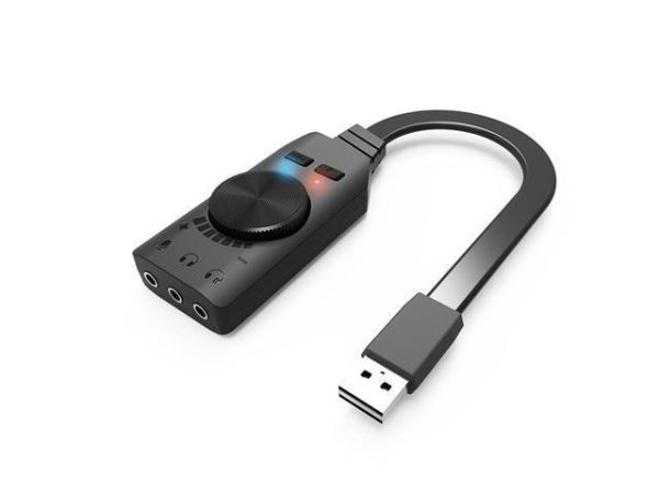 USB Sound Card Adapter, Virtual 7.1 Channel External USB Sound Card Audio Card 3.5mm USB Adapter USB to Earphone Headphone for PC Laptop Desktop Windows Mac OS Linux PS4 (Black)