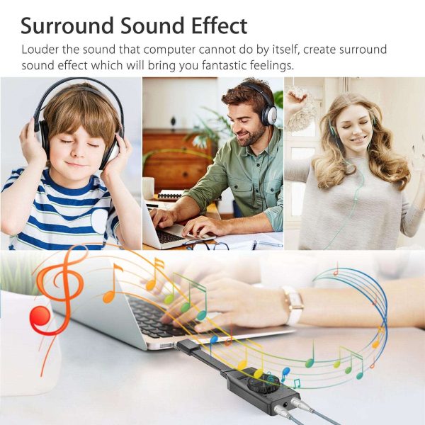 external USB Sound Card Adapter Mic Audio Card USB to 3.5mm Earphone Headphone - Virtual 7.1 Channel External USB Sound Card Audio Card Fits for PC Laptop Desktop Windows Mac OS Linux PS4