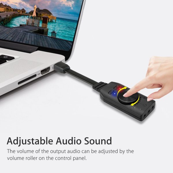 external USB Sound Card Adapter Mic Audio Card USB to 3.5mm Earphone Headphone - Virtual 7.1 Channel External USB Sound Card Audio Card Fits for PC Laptop Desktop Windows Mac OS Linux PS4