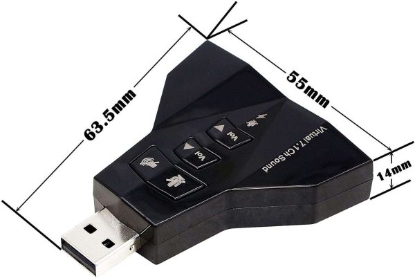 7.1 Audio Sound Card Adapter Mic 3.5mm USB Mic Speaker Adapter(Black)