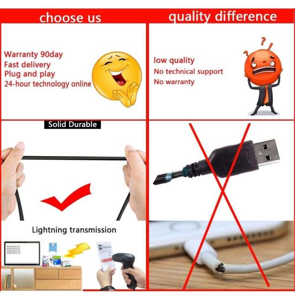 6FT 2M USB Straight Cable with Chip Compatible For Honeywell 1200g 1300g 1450g 1900 Scanner Reader Data Transfer Cable