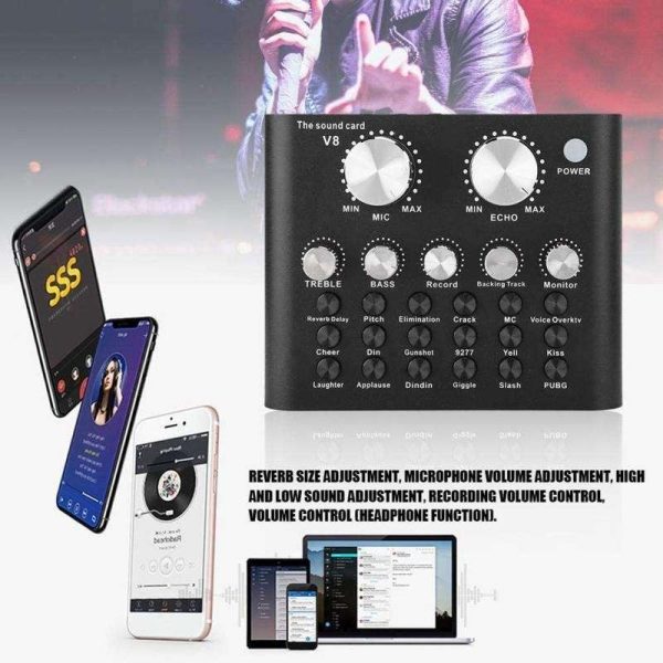 Usb Sound Card 12 Sound Pattern Audio Microphone Webcast Live  External Usb Sound Card Bluetooth Function Audio Interface