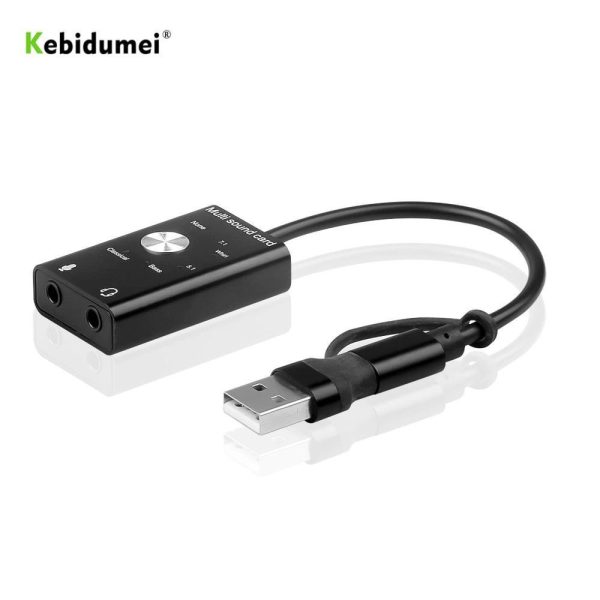 2.0 Audio Sound Card External 3.5mm Microphone Audio Adapter Soundcard for Laptop Headset  Type C Sound Card